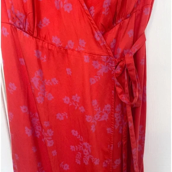 Billabong Floral Midi Wrap Dress Red Size Small - Picture 5 of 8